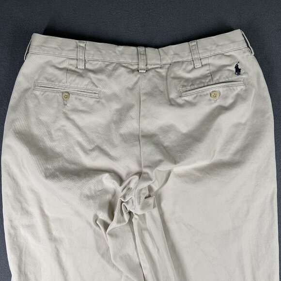 Polo Ralph Lauren Preston Pants Mens 35x30 Khaki Chino Flat Front Classic Fit - Picture 11 of 12
